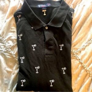 Cremieux‎ Black Short Martini Sleeve Polo XXL EUC